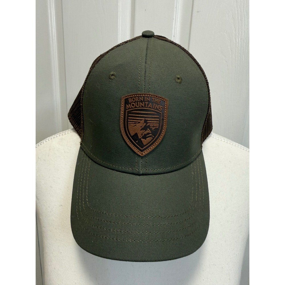 Kuhl Born In The Mountains Trucker Hat Olive Green Brown Mesh Snapback Cap